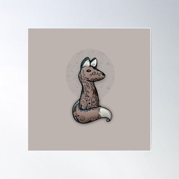 Mystic Fox Poster Wall Art, Modern Wall Decor For Living Room Bedroom, 17x17 UNFRAMED