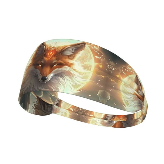 Mystic Fox With Halo Headbands for Women/Men, Elastic Soft Sweat Band Sports Hair Bands for Women & Men's Hair, Moisture Wicking Workout Head bands for Running, Gym,Yoga