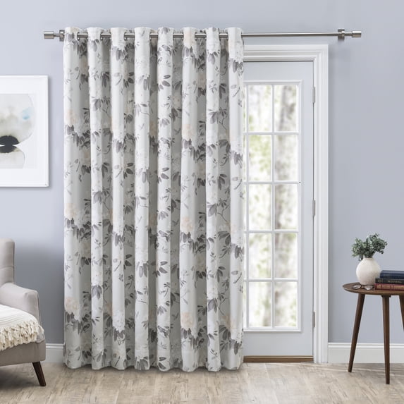 Mystic Garden Floral Blackout Grommet Patio Panel w/Wand 104x84 Seafoam
