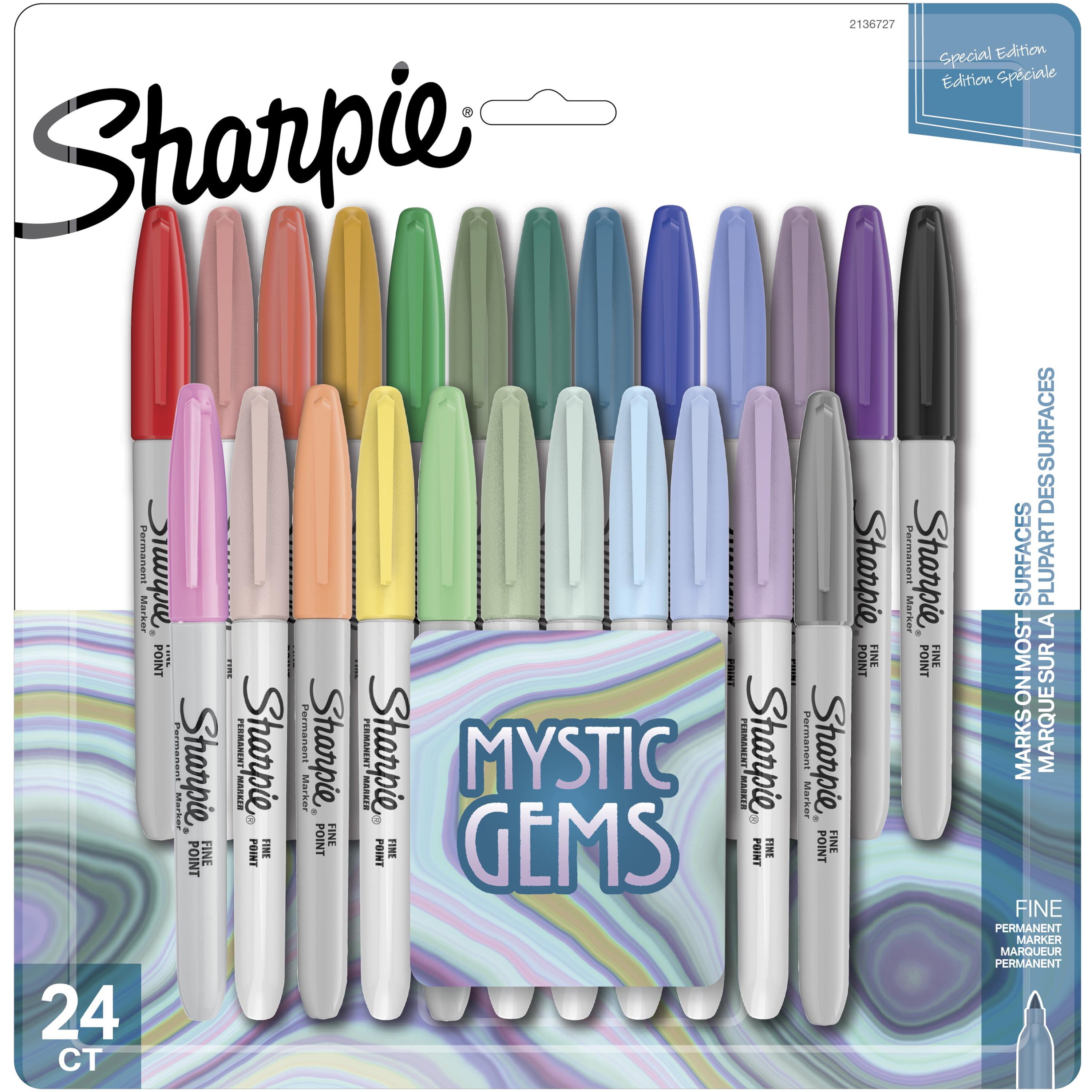 Mystic Gems Markers, Fine Bullet Tip, Assorted, 24/Pack
