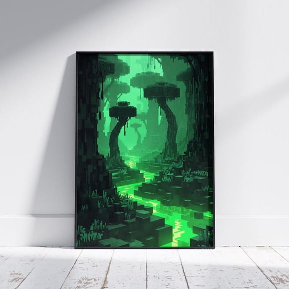 Mystic Green Swamp Pixel Landscape Poster Print 8x12 UNFRAMED