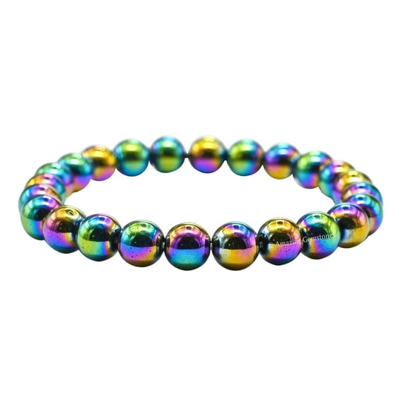 Mystic Hematite Bracelet - 8mm Beaded Stretch Bracelet and Healing Stones