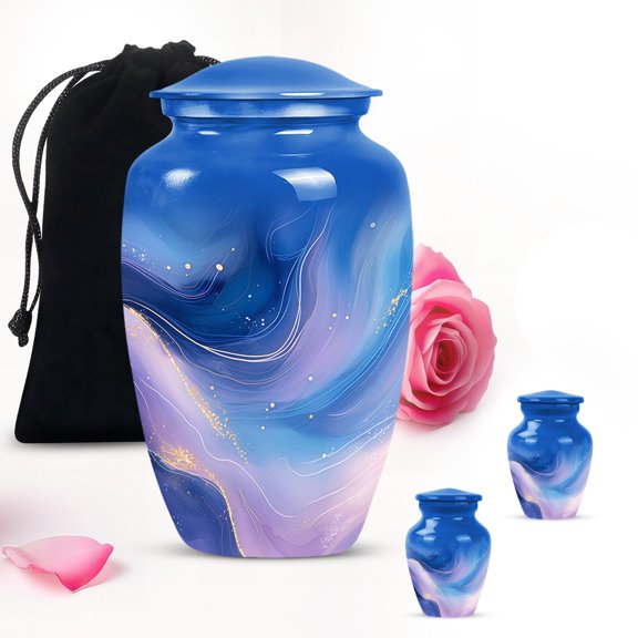 Mystic Horizon Galaxy Large Funeral Urns For Human Ashes Adult Female & Male - Memorial Urns For Human Ashes Combo 1 Large 2 Small