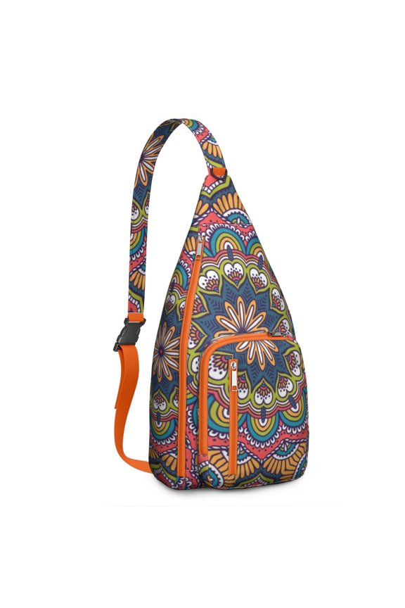 Mystic Mandala Sling Backpack&nbsp;- Exotic Floral Boho Design, Fashionable Anti-Theft Pack for Commuters