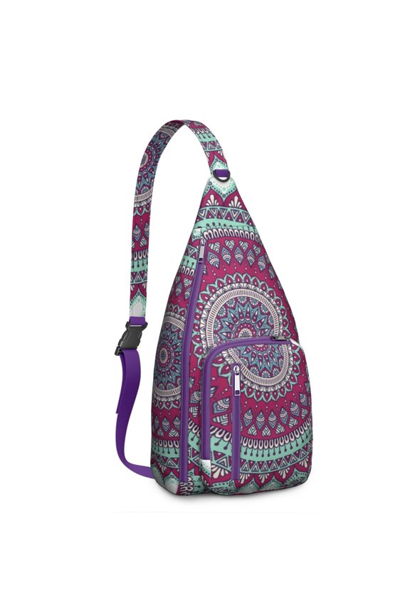 Mystic Mandala Sling Backpack&nbsp;- Exotic Floral Boho Design, Fashionable Anti-Theft Pack for Commuters