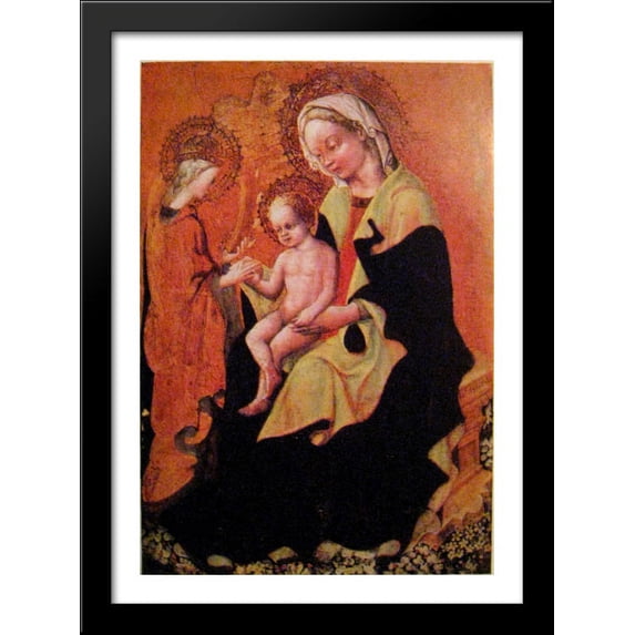 Mystic Marriage of Saint Catherine of Alexandria 28x40 Large Black Wood Framed Print Art by Gentile da Fabriano