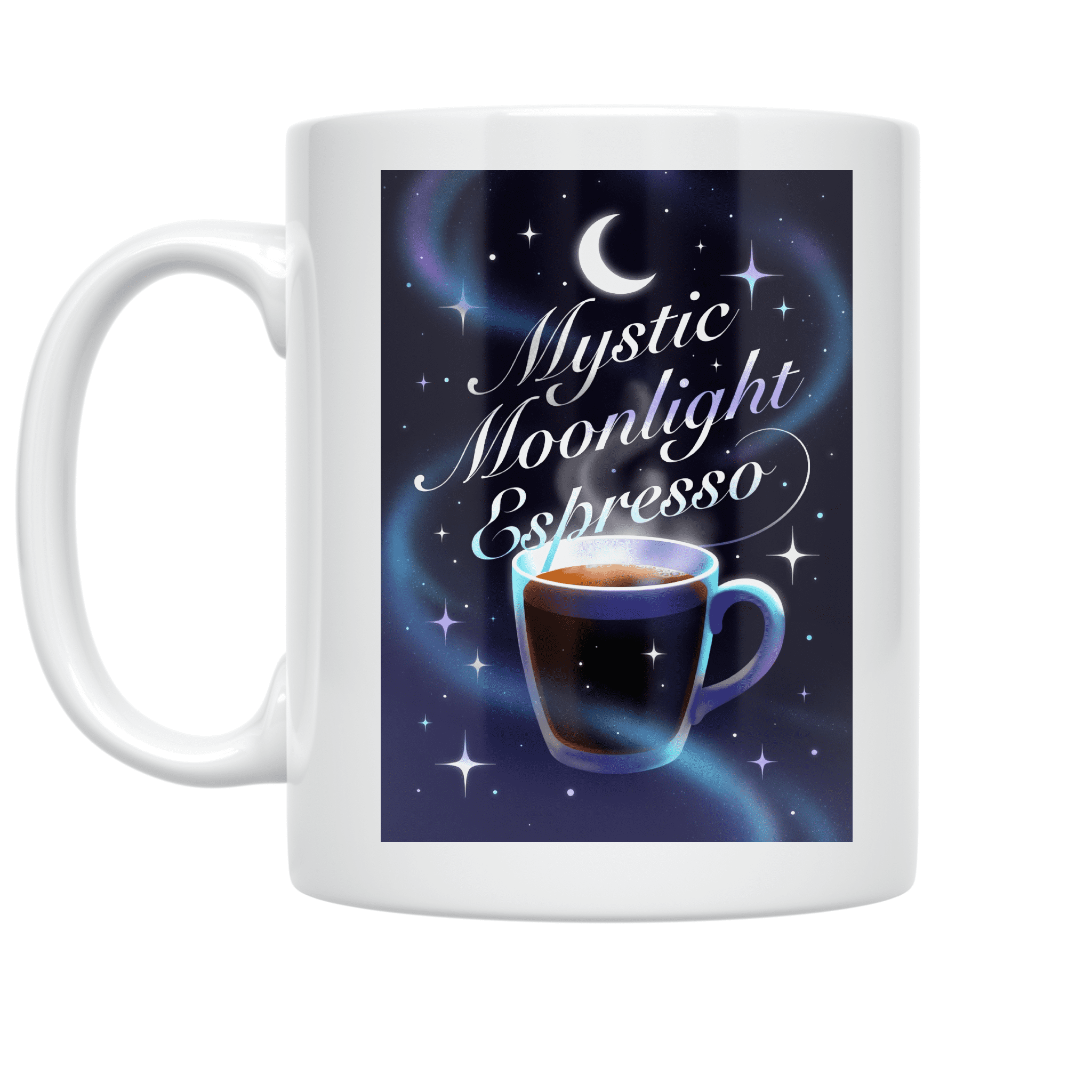 Mystic Moonlight Espresso - Nighttime Coffee Rituals Enthusiast - 11 oz Ceramic Coffee Mug