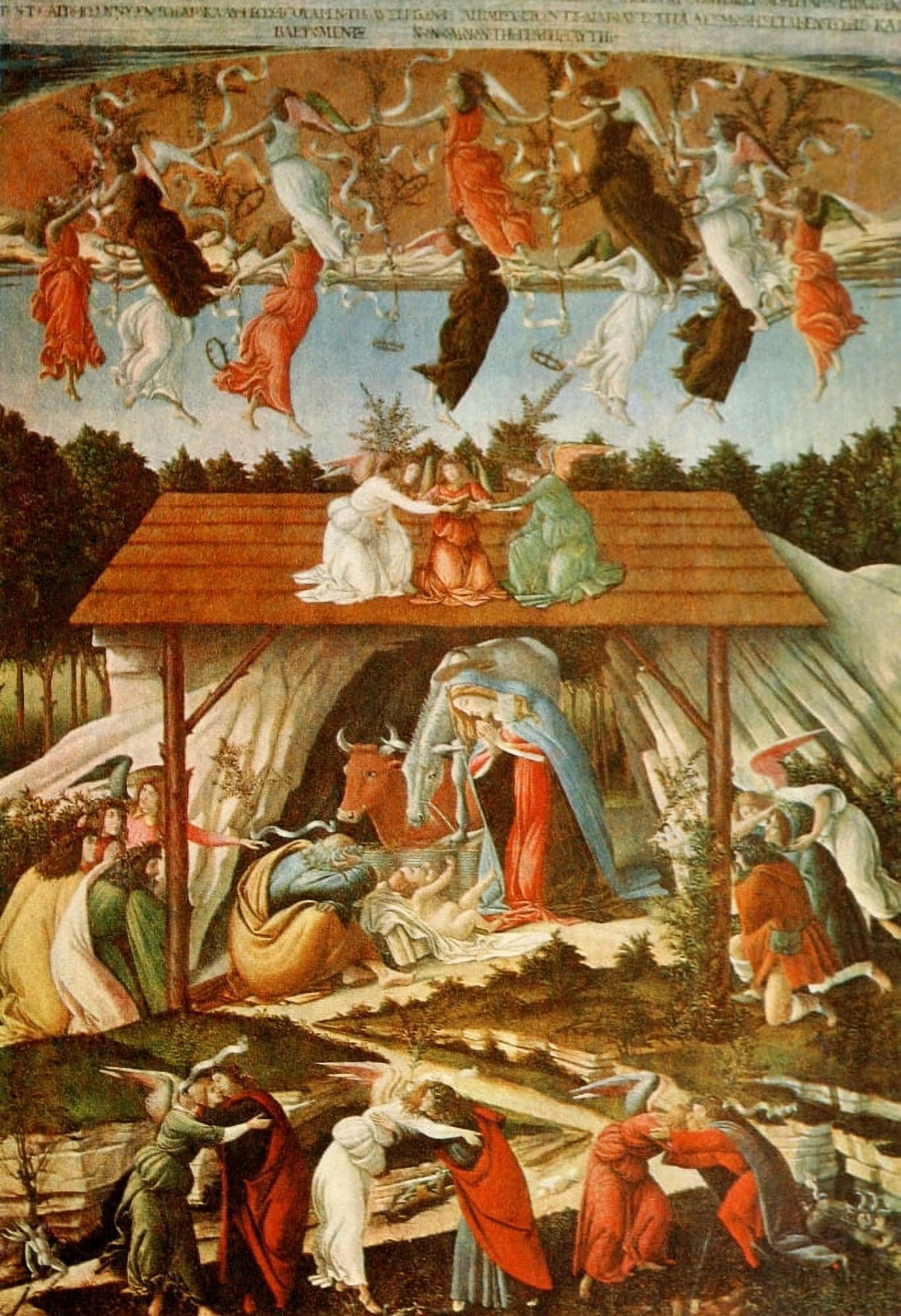 Mystic Nativity Art of the Renaissance Canvas Art - Sandro Botticelli (24 x 36)