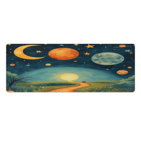 Mystic Night Sky Landscape Kitchen Mats Pvc 2PCS, Non-Slip Kitchen Pvc Mats And Rugs,Cushioned Anti Fatigue Standing Mat for Home