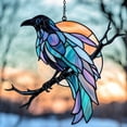 thumbnail image 1 of Mystic Raven Acrylic Suncatcher Faux Stained Glass Bird Window Hanging, Gothic Moon Decor Gift, 1 of 7