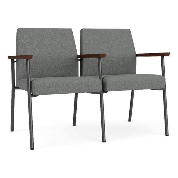 Mystic Reception 2-Seat Steel Tandem Seating / Charcoal Steel / Light Gray