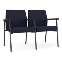 Mystic Reception 2-Seat Steel Tandem Seating / Charcoal Steel / Navy Blue