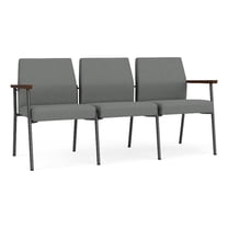 Mystic Reception 3-Seat Steel Tandem Seating / Charcoal Steel / Light Gray