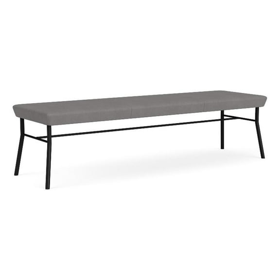 Mystic Reception Waiting 18.5" 3-Seat Bench / Black Steel / Light Gray