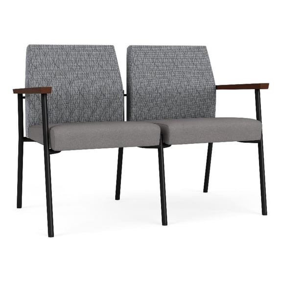 Mystic Reception Waiting 2-Seat Tandem Seating / Black Steel / Gray / Gray