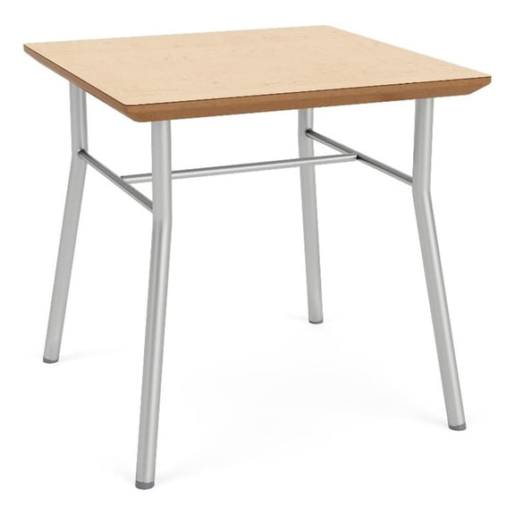 Mystic Reception Waiting 20x20" Wood End Table / Silver Steel / Natural