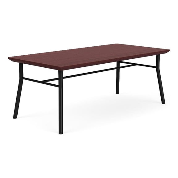 Mystic Reception Waiting 20x40" Wood Coffee Table / Black Steel / Mahogany
