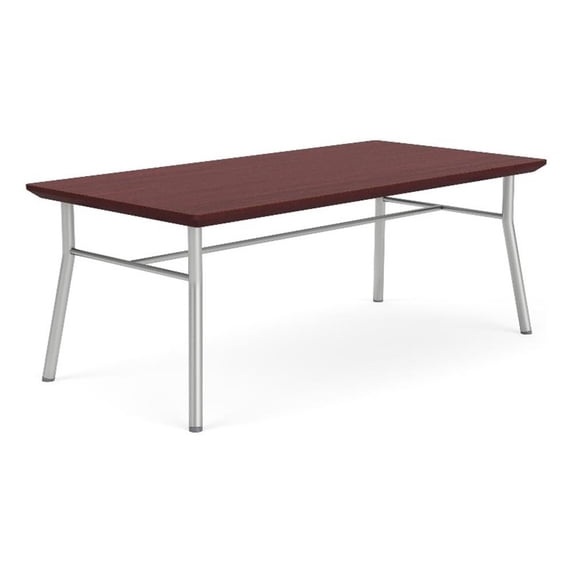 Mystic Reception Waiting 20x40" Wood Coffee Table / Silver Steel / Mahogany