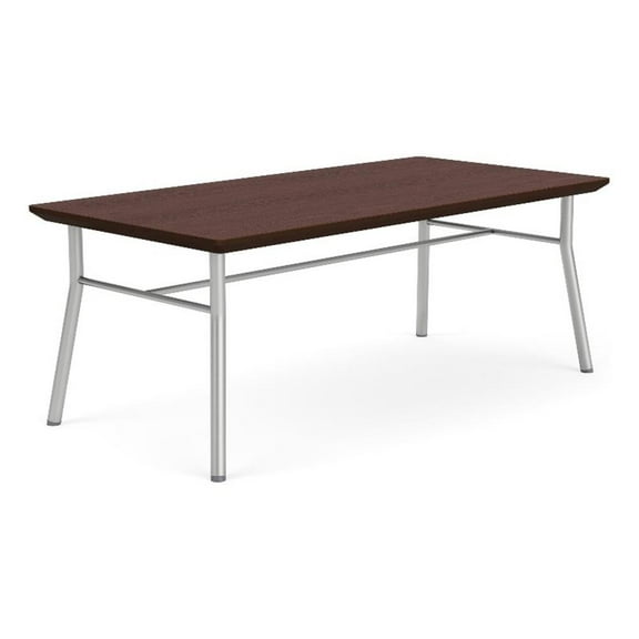 Mystic Reception Waiting 20x40" Wood Coffee Table / Silver Steel / Walnut