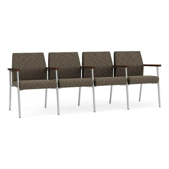 Mystic Reception Waiting Room 4-Seat Tandem Seating / Silver Steel / Brown