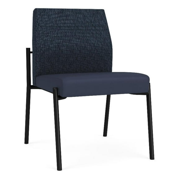 Mystic Reception Waiting Armless Guest Chair / Black Steel / Blue / Blue