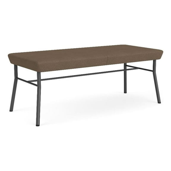 Mystic Reception Waiting Room 18.5" 2-Seat Bench / Charcoal Steel / Brown