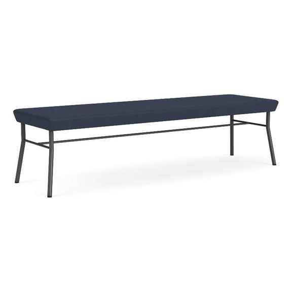 Mystic Reception Waiting Room 18.5" 3-Seat Bench / Charcoal Steel / Blue