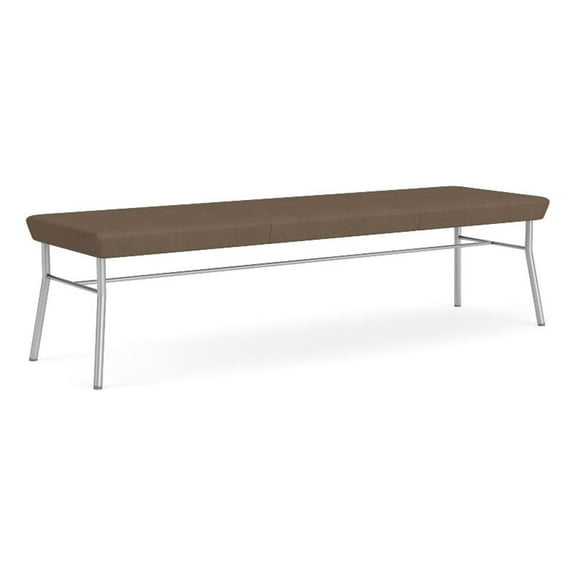 Mystic Reception Waiting Room 18.5" 3-Seat Bench / Silver Steel / Brown