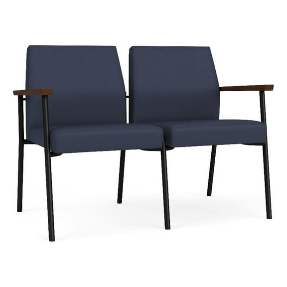 Mystic Reception Waiting Room 2-Seat Tandem Seating / Black Steel / Blue