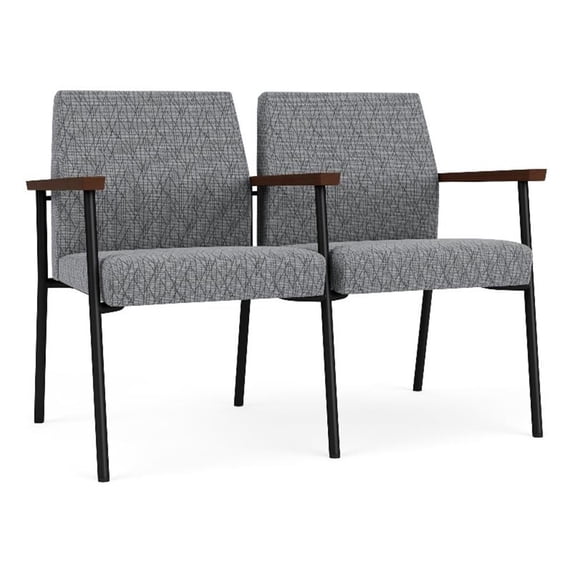 Mystic Reception Waiting Room 2-Seat Tandem Seating / Black Steel / Gray