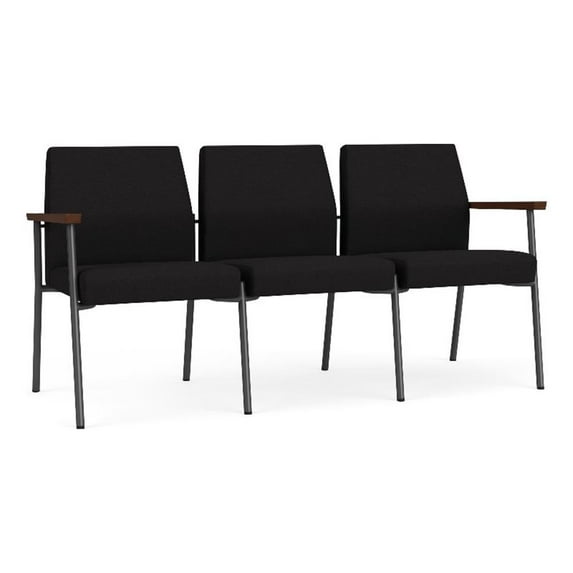 Mystic Reception Waiting 3-Seat Steel Tandem Seating / Charcoal Steel / Black