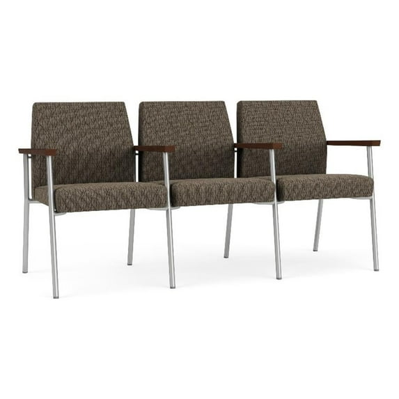 Mystic Reception Waiting Room 3-Seat Tandem Seating / Silver Steel / Brown