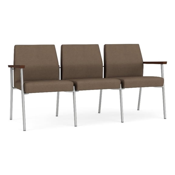 Mystic Reception Waiting Room 3-Seat Tandem Seating / Silver Steel / Brown