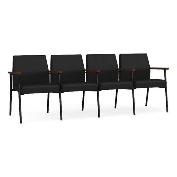 Mystic Reception Waiting Room 4-Seat Tandem Seating / Black Steel / Black