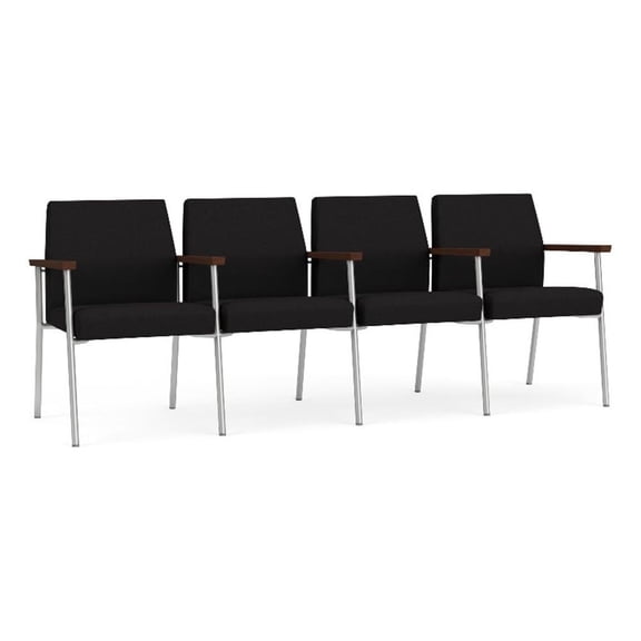 Mystic Reception Waiting Room 4-Seat Tandem Seating / Silver Steel / Black