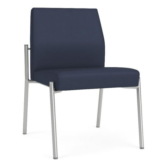 Mystic Reception Waiting Room Armless Guest Chair / Silver Steel / Blue