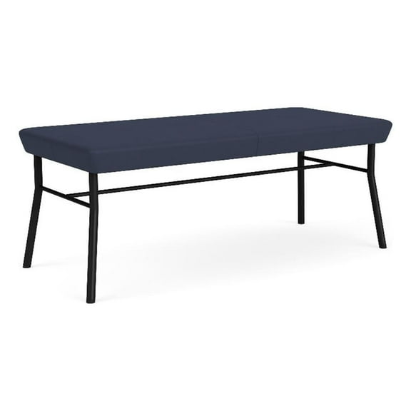 Mystic Reception Waiting Room Healthcare 18.5" 2-Seat Bench / Black Steel / Blue