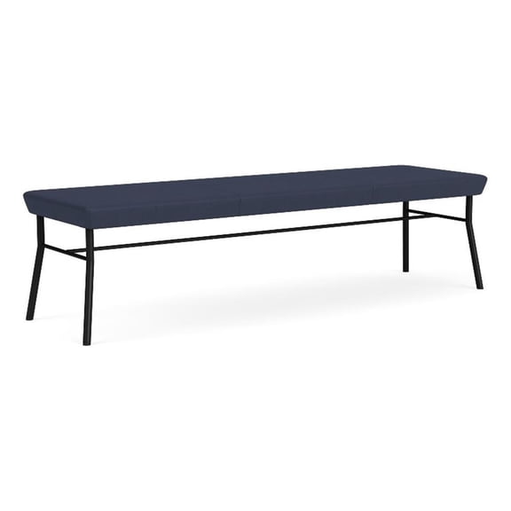 Mystic Reception Waiting Room Healthcare 18.5" 3-Seat Bench / Black Steel / Blue