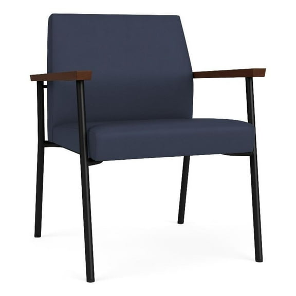 Mystic Reception Waiting Room Oversize Guest Chair / Black Steel / Blue