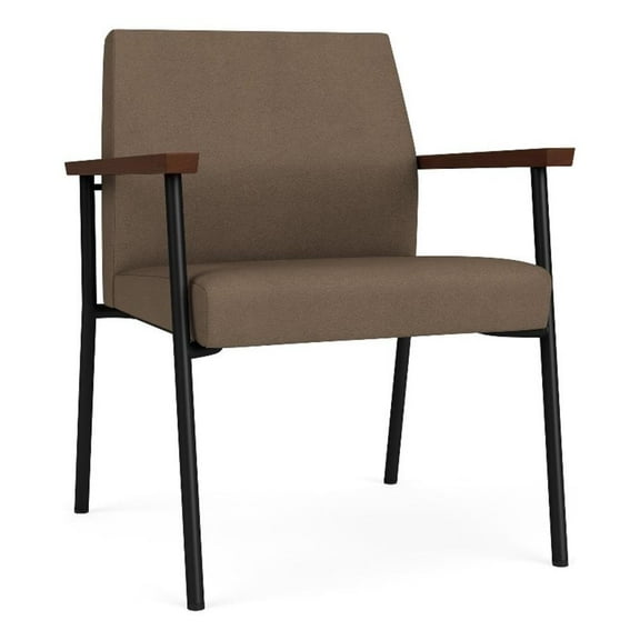 Mystic Reception Waiting Room Oversize Guest Chair / Black Steel / Brown