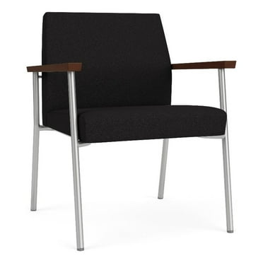 Mystic Reception Waiting Room Oversize Guest Chair / Silver Steel / Black