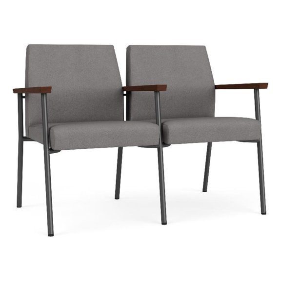 Mystic Reception Waiting Steel Tandem Seating / Charcoal Steel / Light Gray