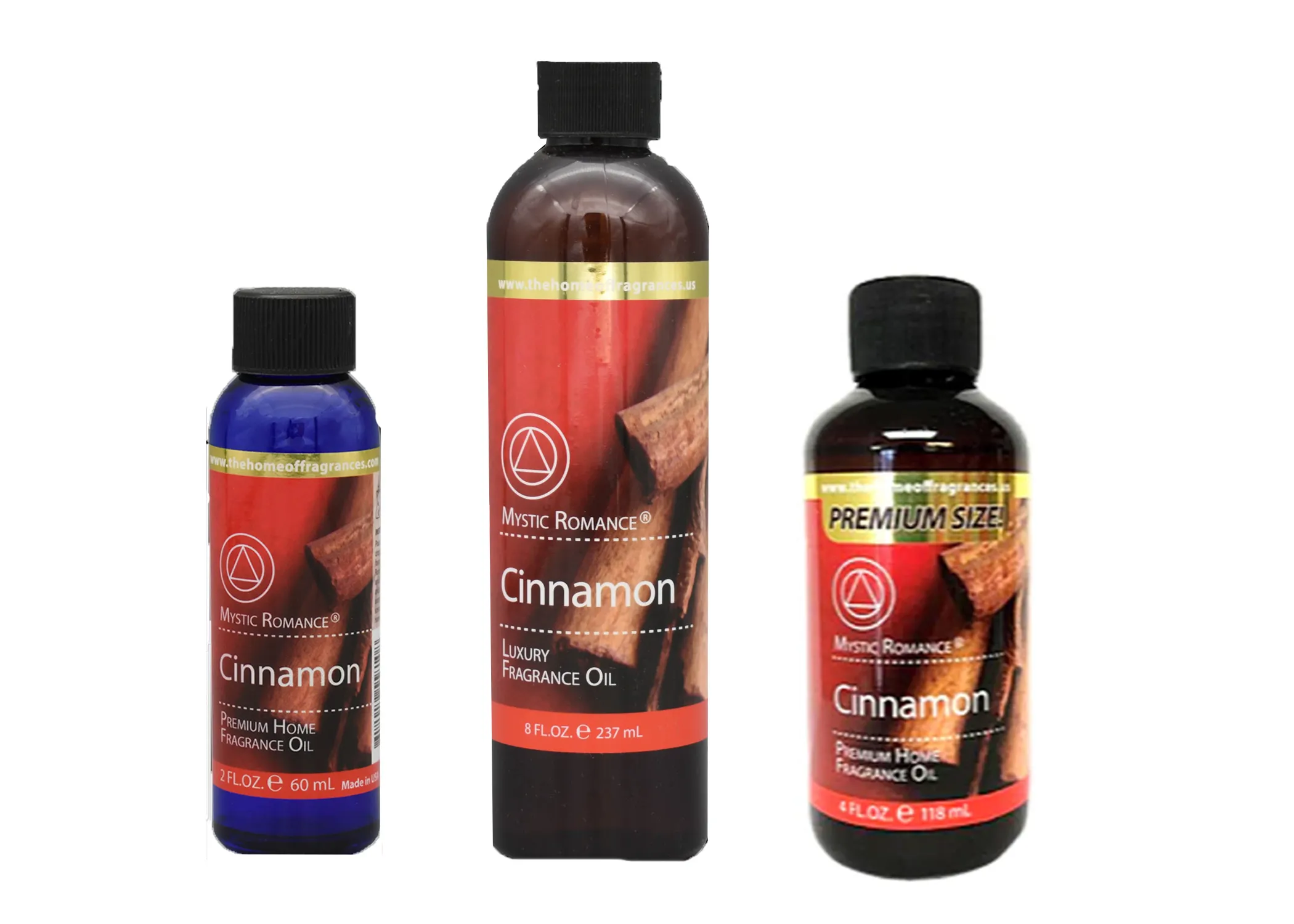 Mystic Romance Premium Home Fragrance Oil Scent CINNAMON SET 8FL+ 4FL+2FL.OZ 427 ML