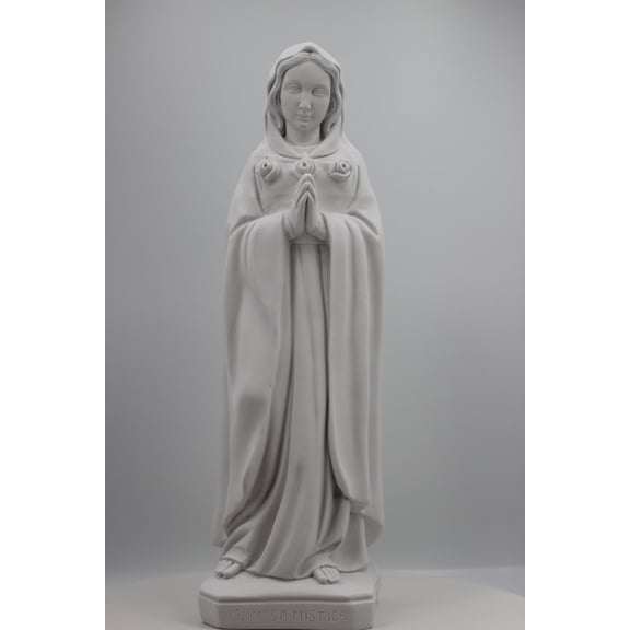 Mystic Rose Virgin Mary all White Statue  / Maria Rosa Mistica Blanca
