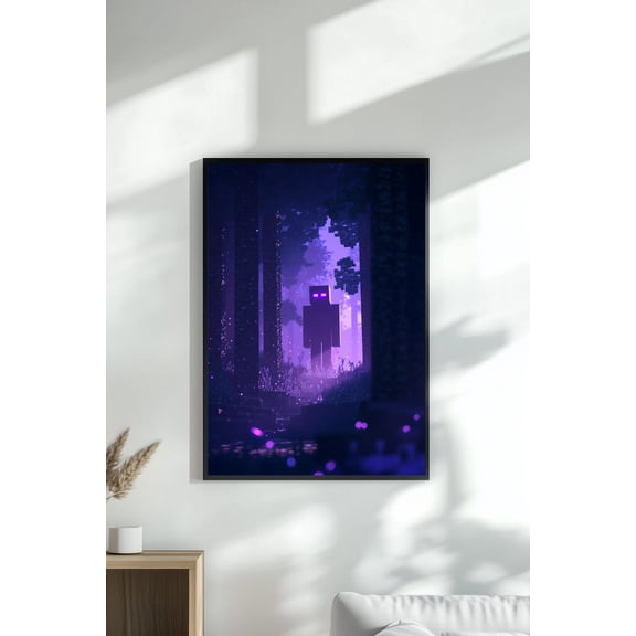 Mystic Shadow Forest Wall Art Poster – Dark Fantasy Scene Inspired by Minecraft End Realm Atmosphere 12x18 UNFRAMDE