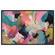Mystic Silk Flow Canvas Maximalist Abstract by Art Remedy, Black Frame, 54" x 36"