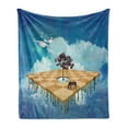 thumbnail image 1 of Mystic Soft Flannel Fleece Blanket, Surreal Landscape over Clouds with Tree Horse and Flying Clocks Birds Illusion Art, Cozy Plush for Indoor and Outdoor Use, 70" x 90", Multicolor, by Ambesonne, 1 of 5