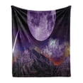 thumbnail image 1 of Mystic Soft Flannel Fleece Throw Blanket, Fantasy Dark Night in Earth Cosmos Galaxy Planet Celestial Large Moons Comets, Cozy Plush for Indoor and Outdoor Use, 70" x 90", Purple Black, by Ambesonne, 1 of 6