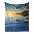 thumbnail image 1 of Mystic Soft Flannel Fleece Throw Blanket, Last Sun Rays of the Day Vibrant Scenery Romantic Dreamy Tropical Vacation Image, Cozy Plush for Indoor and Outdoor Use, 50" x 60", Yellow Blue, by Ambesonne, 1 of 5