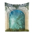 thumbnail image 1 of Mystic Soft Flannel Fleece Throw Blanket, Magic Curved Door in the Forest Mystic Mysterious Surreal Nature World Print, Cozy Plush for Indoor and Outdoor Use, 70" x 90", Blue Beige, by Ambesonne, 1 of 5